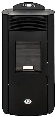 STUFE A PELLET ITALIA Siberia Aria New 15 KW Kanalisiert | Pelletöfen Heizt 140m² Effizienz 92% Autonomie 30 Std Programmierbar 5 Geschwindigkeiten und Kräfte 24 Monate Garantie Schwarz