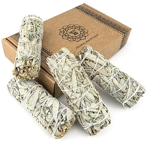 MUT22 4 Weißer Salbei Premium Kalifornischer, 100% natürlich und reinigend, ideal für spirituelle und energetische Rituale