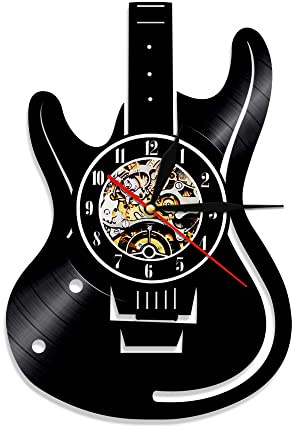 Smotly Vinyl Wanduhr, Gitarre Instrument Muster Wanduhr, Musik Liebhaber Home Decor Wanduhr Geschenk