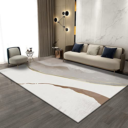 Teppich Gaming Raum,Strapazierfähiger, Waschbarer Design-Teppich In Grau Und Braun Badezimmer vorleger,Sofa Wohnzimmer 80x160cm