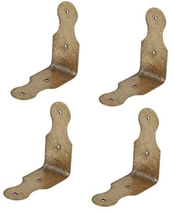 VILLFUL 4stücke Eckschutz Antiker Möbeleckenschutz Aus Messing Glatte Kanten Retro-Design Rostfrei Langlebig Für Möbelkanten Holzkisten Einfache Montage Mit Schrauben