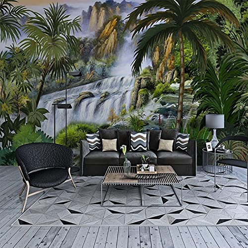 3D Cascade Paysage De Forêt Tropicale Papiers Peints Grands Autocollants, Papiers Peints Amovibles | Papier Peint Autocollant 3D Pour Chambre D'Enfant, Salle À Mang 400 (largeur) x 280 (hauteur) cm