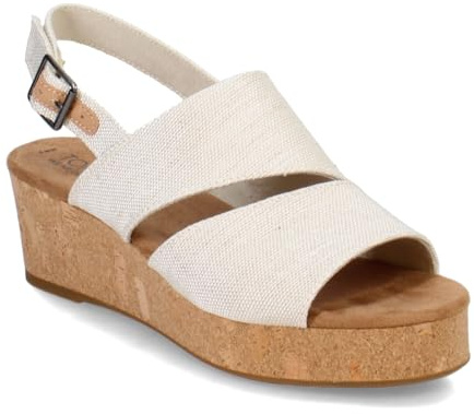 TOMS Damen Slingback-Sandalen – Komfortable, atmungsaktive Plateau-Sandalen aus nachhaltigen Materialien mit eleganter Kork-Optik und 7 cm Absatz