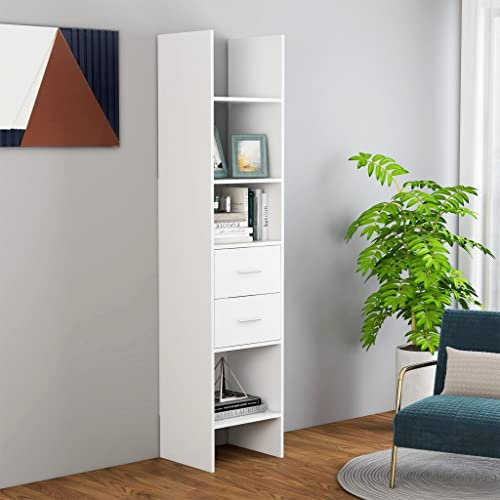 GuyAna Bücherregal Weiß 40x35x180 cm Holzwerkstoff Schmuckschrank Schuhregal Holz