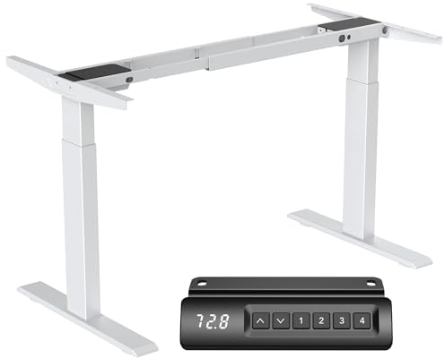Cooleben Höhenverstellbarer Schreibtisch Gestell mit 2 starken Motoren, Tischgestell höhenverstellbar, Tischbeine elektrisch mit 4 Memory-Steuerung (Weiß)