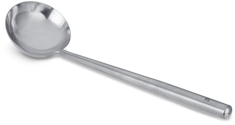Craft Wok Cucharón grande de wok de acero inoxidable tradicional con mango de acero inoxidable, utensilio de cocina asiático profesional para remover servir/732W93-3