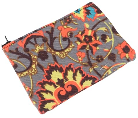 GURU SHOP Buntes Boho Portemonnaie, Upcyceling Geldbeutel aus Stoff - Grau/orange, Unisex - Erwachsene, Baumwolle, 10x13x1 cm