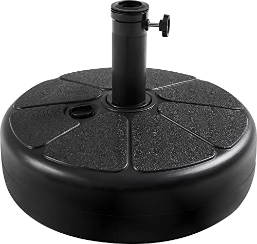 Yaheetech Base per Ombrellone da Giardino da Φ38mm o Φ48mm Esterno in HDPE Riempibile con Sabbia o Acqua 22L Rotonda Antiscivolo Terrazza Piscina Spiaggia Nero
