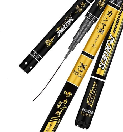 Stipprute 3. 6m-10m Superlichtstreamstange Teleskope Superhard Carbonfaser Exquisite Malerei Handfischerei Fischereistange Angel Rute (Größe : Yellow_9M)
