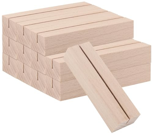 HEIYUET 12 Stück Kartenhalter Holz, 10x3x2cm Tischkartenhalter, Kartenständer, Menükartenhalter, Fotohalter Holz für Hochzeiten, Restaurants, Bankette, Partys, Fotoständer