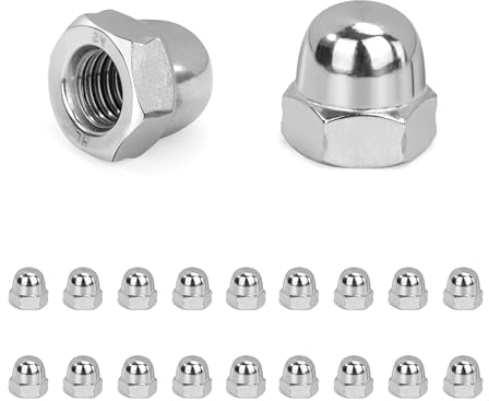 QIMEI-SHOP Hutmuttern M5 Edelstahl Kappenmuttern A2 Hutmutter Sechskant-Hutmuttern nach DIN 1587 für Schrauben Gewindestangen Gewindebolzen Schutz 20 Stück