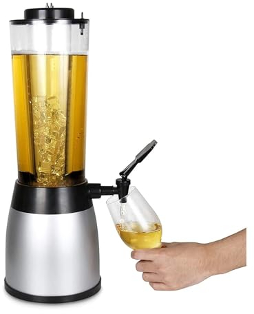 Girafe à Bière,Tireuse à Bière avec tube de glace et éclairage LED, for une utilisation dans un bar à domicile(Color:Silver)