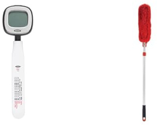 OXO Good Grips Chef's Precision Digital Instant Read Thermometer, Metallic Black, 25.4 x 10.9 x 1.8 cm & Good Grips Extendable Microfibre Duster
