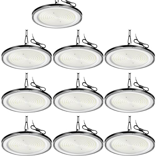 Wowspeed 800W LED Industrielle Deckenleuchte - 10er 6500K 80000LM LED Hallenstrahler, IP65 Wasserdichte Werkstatt Lampe mit Aufhängekette und Haken, für Fabriken, Garage, Lagerhaus
