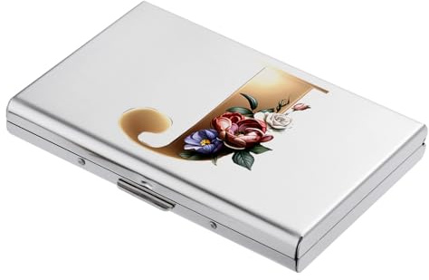 BONSYL Kreditkartenetui, Schlankes RFID Blockierung Metall Kreditkartenetui Geldbörsen, Modisches Design und Künstlerische Muster Kreditkartenetui für Damen und Herren.(6 Karten/Silber/J)