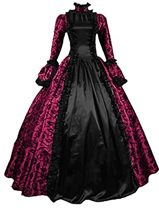 KHIRVWL Abito Medievale da Donna Manica a Campana Costume Vintage Rinascimentale Manica Lunga Abito da Festa Mascherata Cosplay Carnevale Abito da Sera da Principessa Abito a Tunica da Donna