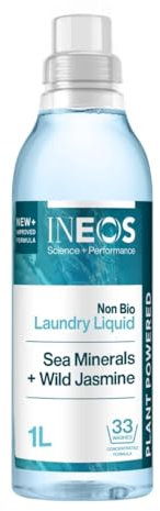 INEOS Next-Gen Non Bio Laundry Washing Liquid Detergent, 33 Washes (1L), Plant Powered, For Sensitive Skin, High Performance Stain Removal, Sea Minerals + Wild Jasmine