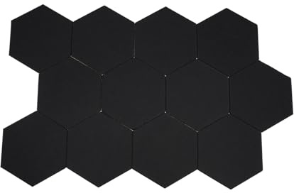 Hexagon Akustikplatten Selbstklebend 12 Stück Akustikschaumstoff Schalldämmung Hohe Dichte Schallabsorber für Wanddekoration 35×30×0,9cm (Schwarz)