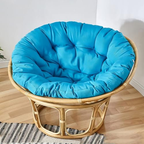 Papasansessel Kissen rund mit Polyrattan Hängesessel Design blau 110x110cm