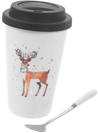 TINEASUR Weihnachtstasse Weihnachts-keramikbecher Grifflos Mit Silikondeckel Für Kaffee Tee Festliche Dekoration Zufällige Farbe