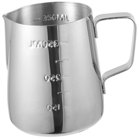 MOLUCKFU Edelstahl Milchaufschäumerkanne Für Espressotassen Mit Skala Ergonomischer Griff Für Latte Art Leicht Zu Reinigen Und Pflegen