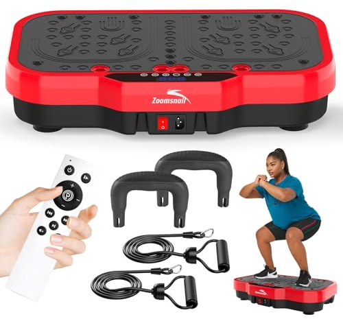 Zoomsnail Vibration Plate Exercise Machine, 8000 Vibrations/min Adjustable Fitness Platform, 400 Lbs Capacity Whole Body Workout Extra Large Size Platform with Bluetooth for Weight Loss, Women & Men