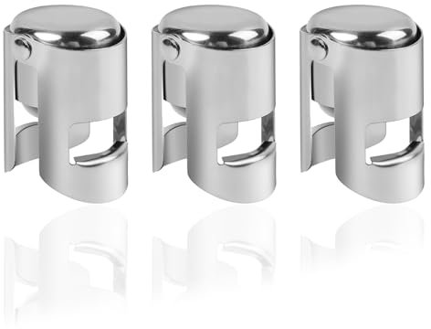 3 Pcs Sektflaschenverschluss, Champagner Verschluss, Edelstahl Champagne Stopper Sie Können Wiederverwendet Werden, Weinverschluss Vakuum für Wein/Champagner/Bier Einlasssperre Frische