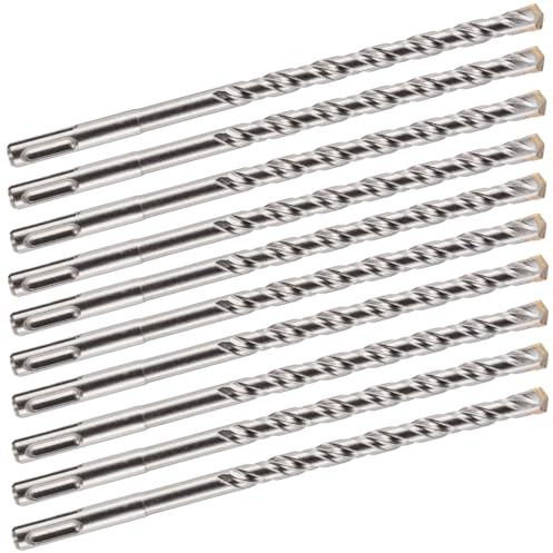 Rennie Tools - 10 Pack Of 10mm x 210mm Long SDS Plus Hammer Drill Bits | Professional TCT Tungsten Carbide Tipped Masonry Drill Bit For Brick, Concrete, Stone, Granite. 10mm SDS Drill Bit