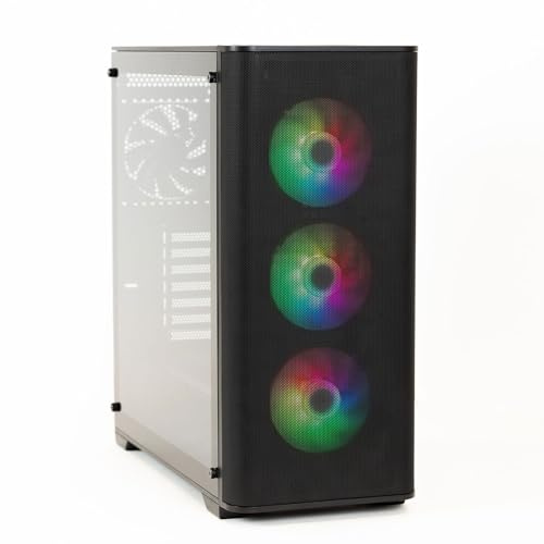 Fox Spirit FG1 - Boîtier PC Moyen Tour 3 Ventilateurs ARGB Inclus ATX/E-ATX | Verre trempé, façade Mesh, compatible Micro-ATX/Mini-ITX, watercooling AIO 360mm, GPU jusqu'à 405mm, USB 3.0, 6+2 baies