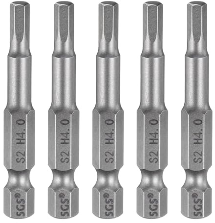 QUARKZMAN 5pz H4,0 Chiavi a Brugola per Punte da Trapano 4mm Punte Metriche Piane 1/4 Attacco Esagonale 50mm (2) Punta Cacciavite Esagonali Magnetico Lungo Industriale per Viti