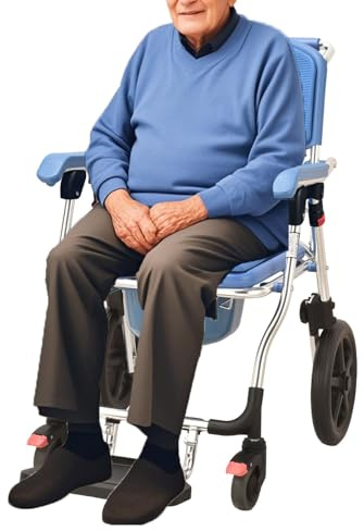 Toilettenstuhl Auf Rädern 4 In 1 Mobiler Toilettenstuhl Duschstuhl Nachttisch Toilettenstuhl Toilettensitz Mit Beweglichem Töpfchen Klappbare Fußstützen Für Ältere Menschen Behinderte Schwangere