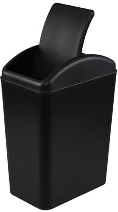 Qqbine 20 Litre Swing Top Bin Small, Plastic Trash Can with Swing Lid, Black