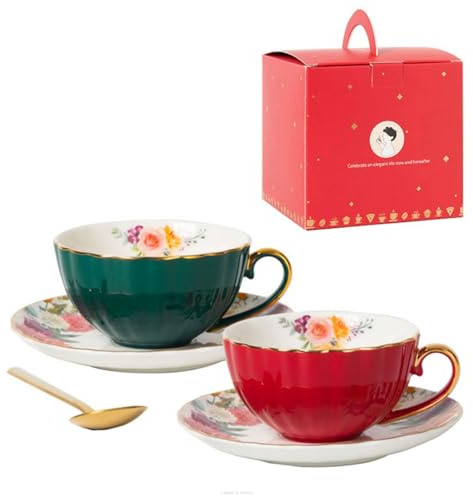 Ensemble de tasses à thé en porcelaine anglaise vintage avec motif floral pour bureau et café