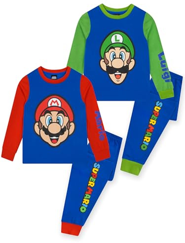 Super Mario Pigiama, Pigiama Ragazzo 2 Pezzi, Set Pigiami Bambino Giochi, Pigiami Ragazzo Mario