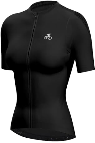 spocyclife Cykeltröja dam, kortärmad, cykeltröja, andas, racercykeltröja, snabbtorkande, cykelskjorta med 3 fickor för kvinnor, utomhussport, svart, XS