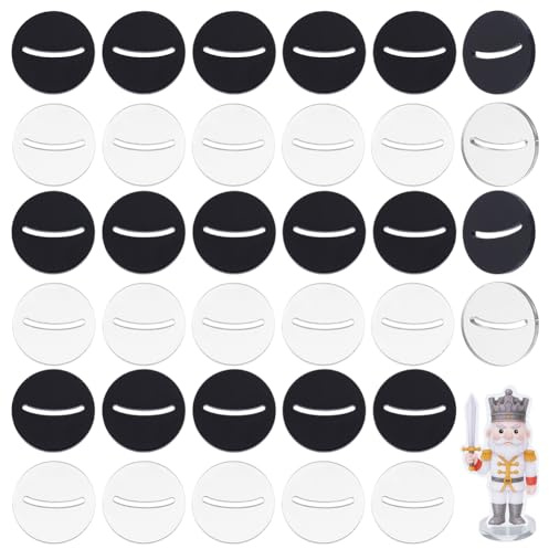 AHANDMAKER 40 Stück 2 Farben Papier Miniatur Basen 1 Zoll Spielkartenständer Mit 1.7 Mm Schlitz Papierfigurenhalter Für Tisch Kriegsspiel Schwarz & Klar 25mm