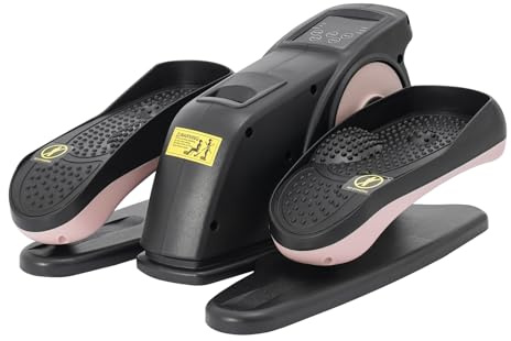 soudesileim Entrenador de piernas sentado con pantalla LCD y mando a distancia, 5 modos, engranajes automáticos P1-P3, mini elíptica, entrenador de pedal para el hogar, oficina (rosa)