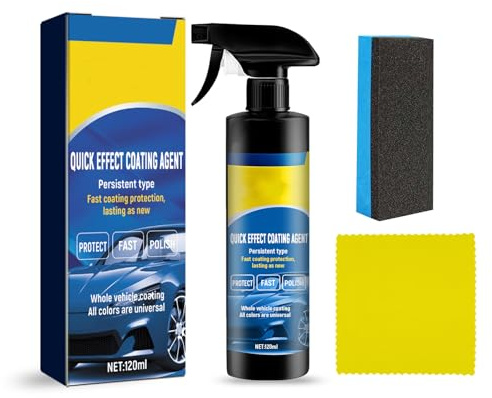 Quick Effect Coating Agent for Car, 3 in 1 Hochschutz-Auto-Beschichtungsspray, Keramikversiegelung Auto, Verbessert Klarheit und Sichtbarkeit, Langanhaltender Schutz (1 Stück- With towel)