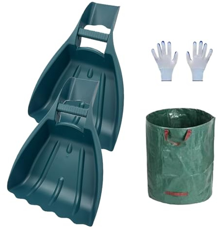 Rastrillos para recoger hojas | Colector de hojas de jardín | Cucharas de agarre de manos de hojas | Herramienta ergonómica ligera y resistente | Rastrillos de mano grandes para recoger hojas