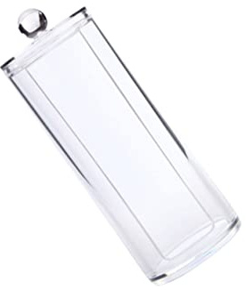 BAZEITFLOW Organizador De Discos De Algodón y Porta Hisopos, Caja Transparente 7x7x19 Cm, Contenedor Tapa para Cosméticos, Pequeño Accesorio y Viaje, Almacenamiento Práctico para Baño y Hogar