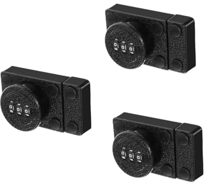TEHAUX 3 Pièces Serrure à Code Sans Perçage Système de Verrouillage Sécurisé pour Portes Glissantes Anciennes Loquet de Zinc pour Protection Domestique
