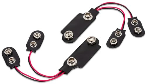 2 connettori per batteria da 9 V, adattatore per batteria PP3 a PP9, cavo a T a scatto con cavi volanti, alloggiamento in plastica rigida nera per radio transistor vintage