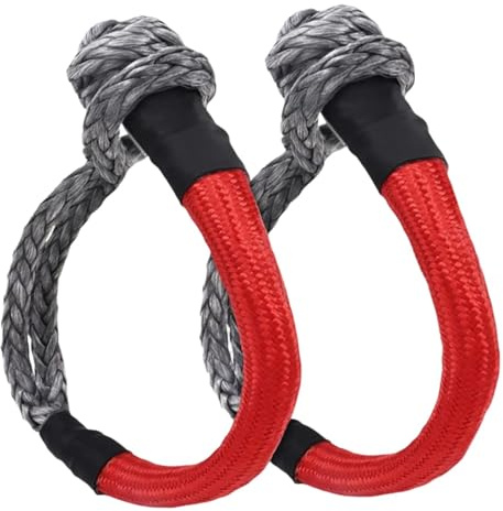 Amagogo 2 piezas de accesorios de grillete suave de alta resistencia, repuesto de correa de recuperación de cuerda de cabrestante roja multifuncional para