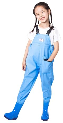 Generisch Pantalons Filles 146 Waders pour enfants, garçons et filles, cuissardes de pêche avec poche pour tout-petits, imperméables, cuissardes de chasse et de pêche avec bottes, leggings tricotés