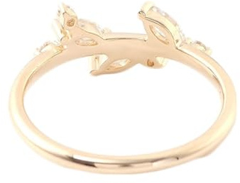 Alliance Bague Fiançailles Femme Moissanite Or 9 Carats Feuille et Marquise avec Moissanite Taille Mesdames pour Tante Noël Bijoux