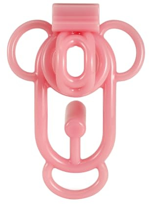 Frauen Keuschheitskäfig Penis Clip mit 3 Wege Elastikgürtel Klein Penisklemme Sissy Sex Spielzeug für SM Bondage Inverted Chastity Cage mit Luftdurchlässigen Löchern (Pink)