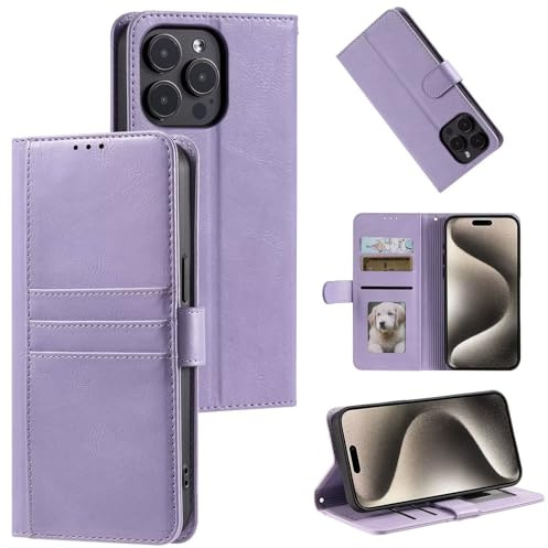 WOWUDI Funda para Moto G22 Funda de Cuero con Cremallera Cierre Magnético Carcasa de Cartera con 9 Ranuras para Tarjetas Función Stand Cover -Morado