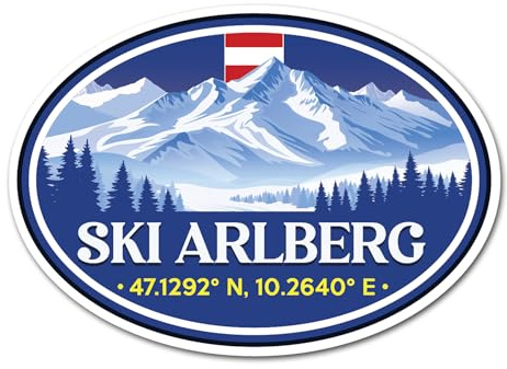 2 x 10 cm Ski Arlberg Vinyl-Aufkleber – Österreichisches Skigebiet Snowboard Berge Reise Urlaub Location Aufkleber Scrapbook Aufkleber #83512