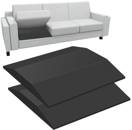 KBIBCK Soporte de cojín de sofá para asiento caído, 50 x 50 cm, paquete de 2 tablas de soporte de sofá, repuesto de espuma de alta densidad, reparación de sofá de espuma trapezoidal, asiento curvado