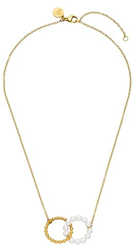 Purelei Infinity Pearl Kette – wasserfest & verstellbar | Edelstahlkette mit ineinander verschlungenen Ringen & Perlen | 14K/18K Vergoldung | Symbol für Verbundenheit & Ewigkeit